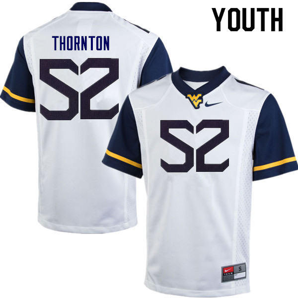Youth #52 Jalen Thornton West Virginia Mountaineers College Football Jerseys Sale-White